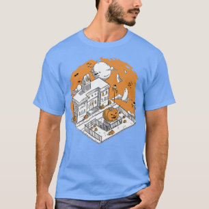 Town Halloween House Haunted Scary Spooky Holiday T-Shirt