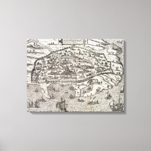 Town map of Alexandria in Egypt, c.1625 (engraving Canvas Print