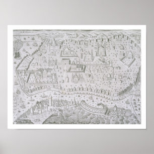 Town map of Constantinople, Turkey, c.1650 (engrav Poster