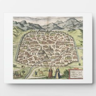 Town map of Damascus, Syria, 1620 (engraving) Plaque
