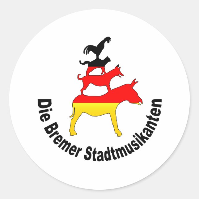 Town Musicians of Bremen Classic Round Sticker (Front)
