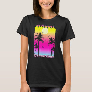 Town N Country Florida Fl Summer Vintage Sunset T-Shirt