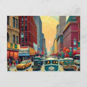 Town new york holiday postcard