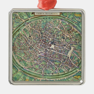 Town Plan of Bruges, from 'Civitates Orbis Terraru Metal Tree Decoration