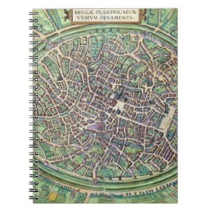 Town Plan of Bruges, from 'Civitates Orbis Terraru Spiral Notebook
