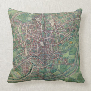 Town Plan of Brussels, from 'Civitates Orbis Terra Cushion