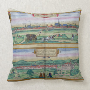 Town Plan of Vienna and Buda, from 'Civitates Orbi Cushion