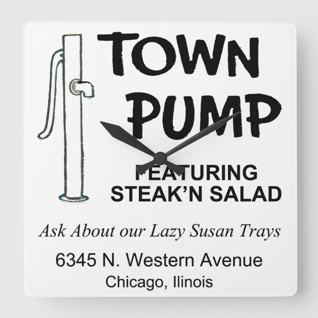 Town Pump Restaurant, Chicago, Illinois Square Wall Clock (Front)