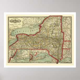 Town & Railroad New York Map 1888 Poster
