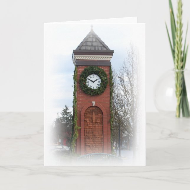 Town Square Clock Holiday Card (Front)