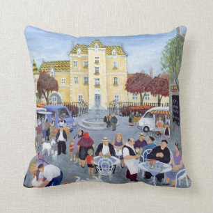 Town Square in Burgundy Cushion