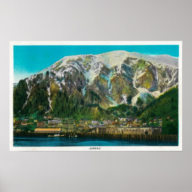 Town View of Juneau, AlaskaJuneau, AK Poster (Front)