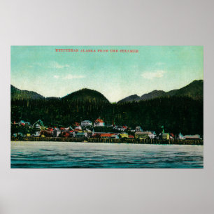Town View of Ketchikan, Alaska from Steamer Poster