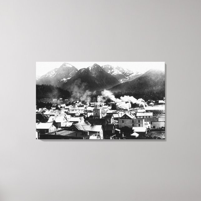 Town View of Sitka, Alaska with Pyramid Canvas Print (Front)