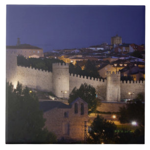 Town walls from Los Cuarto Postes, dusk Tile