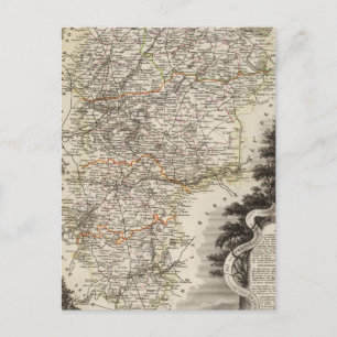 Towns and cities shown Colour along boundaries Postcard