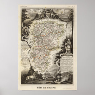 Towns and cities shown Colour along boundaries Poster