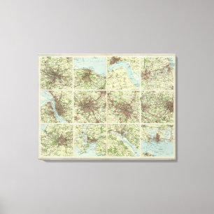 Towns of England & Scotland on a uniform scale Canvas Print
