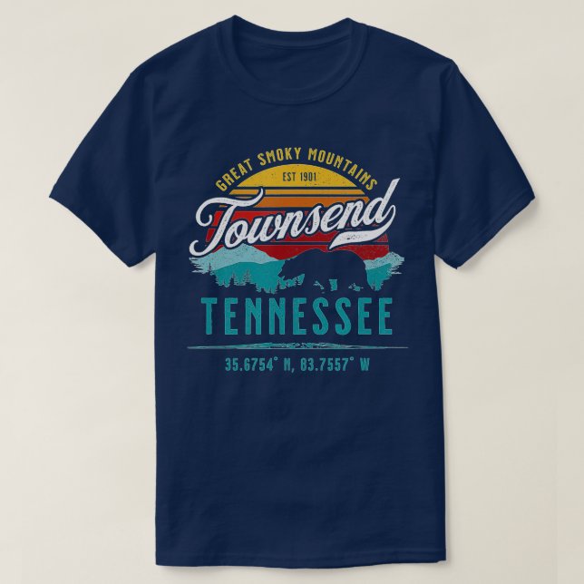 Townsend Tennessee Retro Great Smoky Mountains Bea T-Shirt (Design Front)