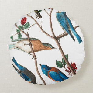 Townsends Warbler by John James Audubon Round Cushion