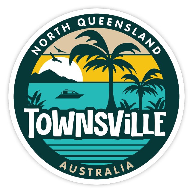Townsville, Queensland Australia Sticker (Townsville North Queensland, Australia Retro Round Sticker)