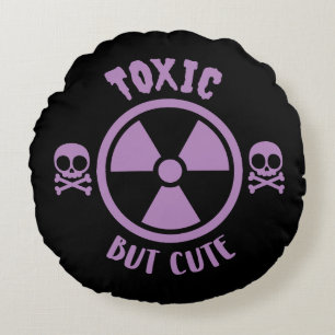 Toxic But Cute Warning Sign Round Cushion