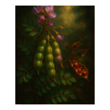 Toxic Elegance: The Rosary Pea Impressionistic Oil