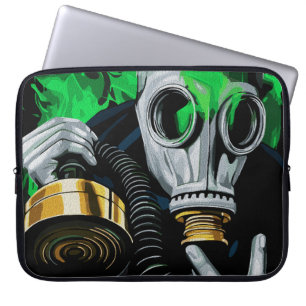 Toxic Gas Mask: Neon Flames Laptop Sleeve