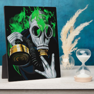 Toxic Gas Mask: Neon Flames Plaque