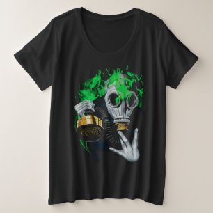 Toxic Gas Mask: Neon Flames Plus Size T-Shirt