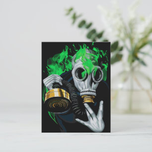 Toxic Gas Mask: Neon Flames Postcard