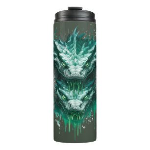 Toxic Green Snake Watercolor Splatter Thermal Tumbler