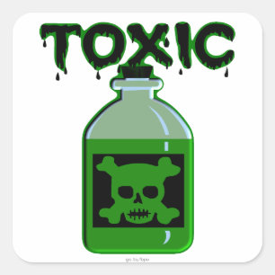 Toxic Skull and Crossbones Green Poison Bottle Square Sticker
