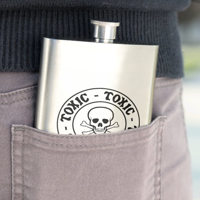 Toxic Skull and Crossbones Hip Flask (In Situ)