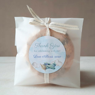 Toy Aeroplane Travel Baby Shower Birthday Thank Yo Classic Round Sticker