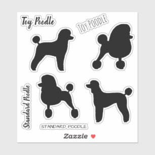 Toy and Standard Poodle Silhouettes Sticker Set