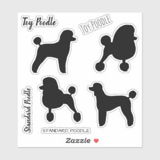 Toy and Standard Poodle Silhouettes Sticker Set