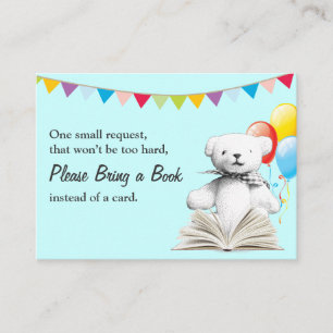 Toy Bear Bring a Book Request Baby Shower Insert