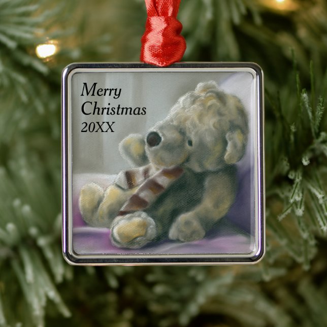 Toy Bear Pastel Custom Year Christmas Metal Tree Decoration (Tree)