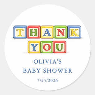 Toy Block Baby Shower Favour Sticker