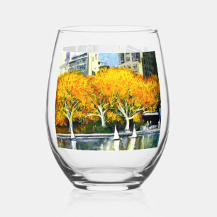Toy Boats in the Park Drinkware Set Stemless Wine Glass