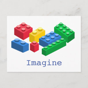 Toy building bricks colourful kids postcard