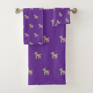 Toy Dog Purple Bath Towel Set
