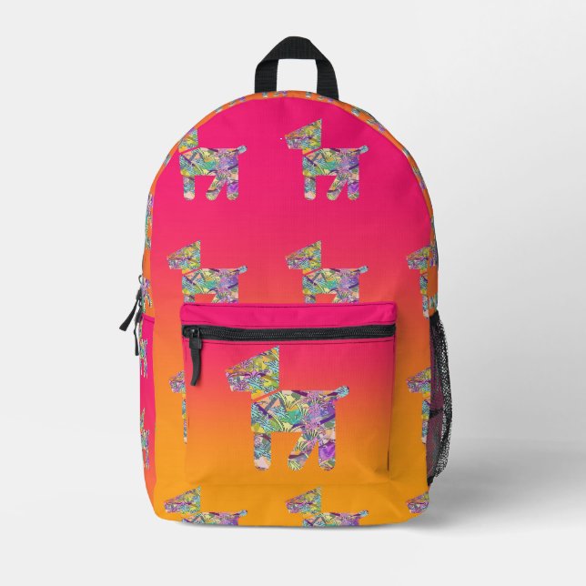 Toy Dogs Kids Pink Yellow  Printed Backpack (Front)