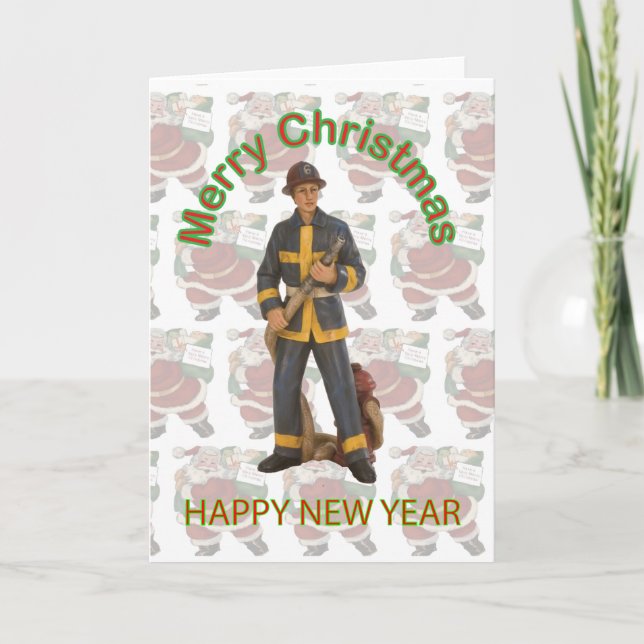 Toy Firefighter Christmas Card (Front)