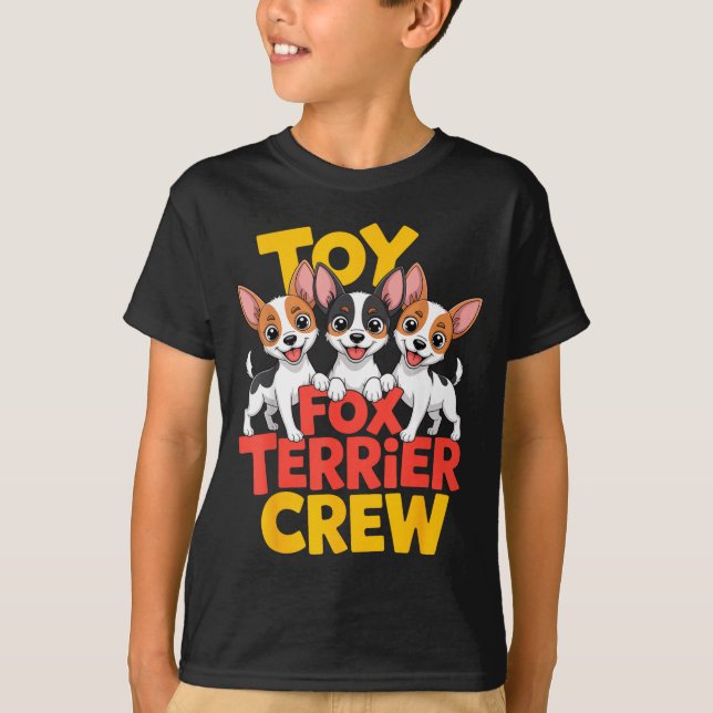 Toy Fox Terrier Crew Cartoon Small Amertoy Pet Dog T-Shirt (Front)