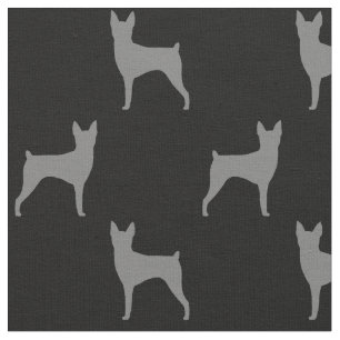 Toy Fox Terrier Dog Silhouettes Patterned Fabric