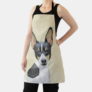 Toy Fox Terrier Painting - Cute Original Dog Art Apron