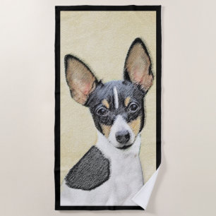Toy Fox Terrier Painting - Cute Original Dog Art Beach Towel