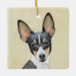 Toy Fox Terrier Painting - Cute Original Dog Art Ceramic Ornament